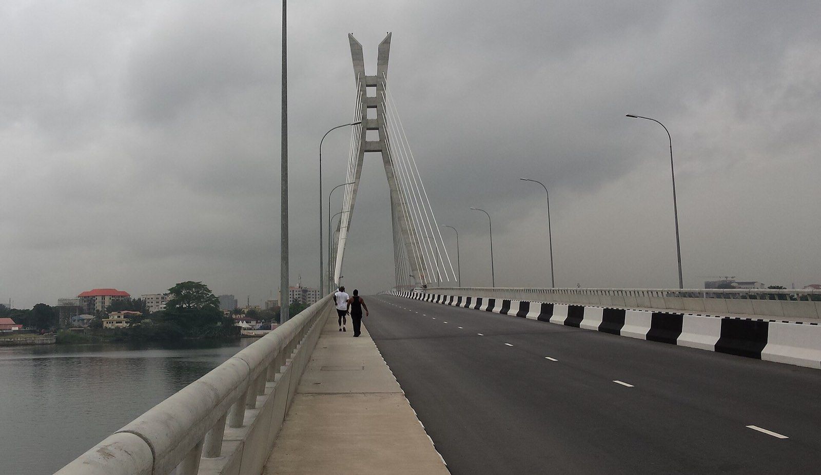 The cable-stayed Lekki-Ikoyi Link Bridge in Lagos, seen from its walkway